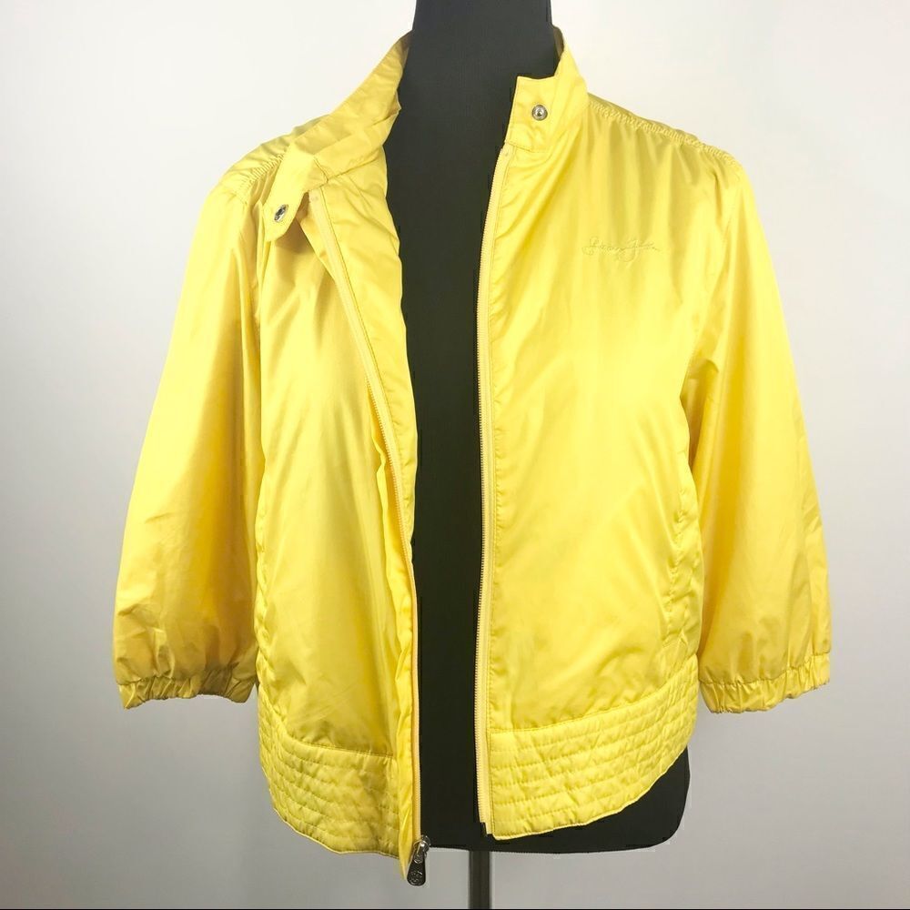 Sean John Lemon Yellow Nylon Zip Up Crop Jacket - Picture 3 of 16